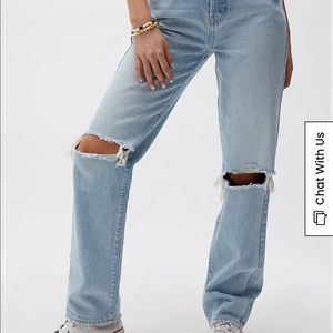 pacsun distressed dad jeans light blue